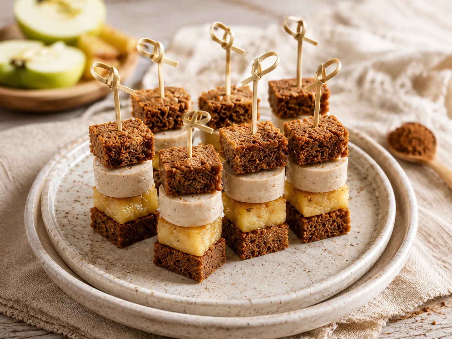 Mini Brochettes Boudin-Pain d'épices-Pommes