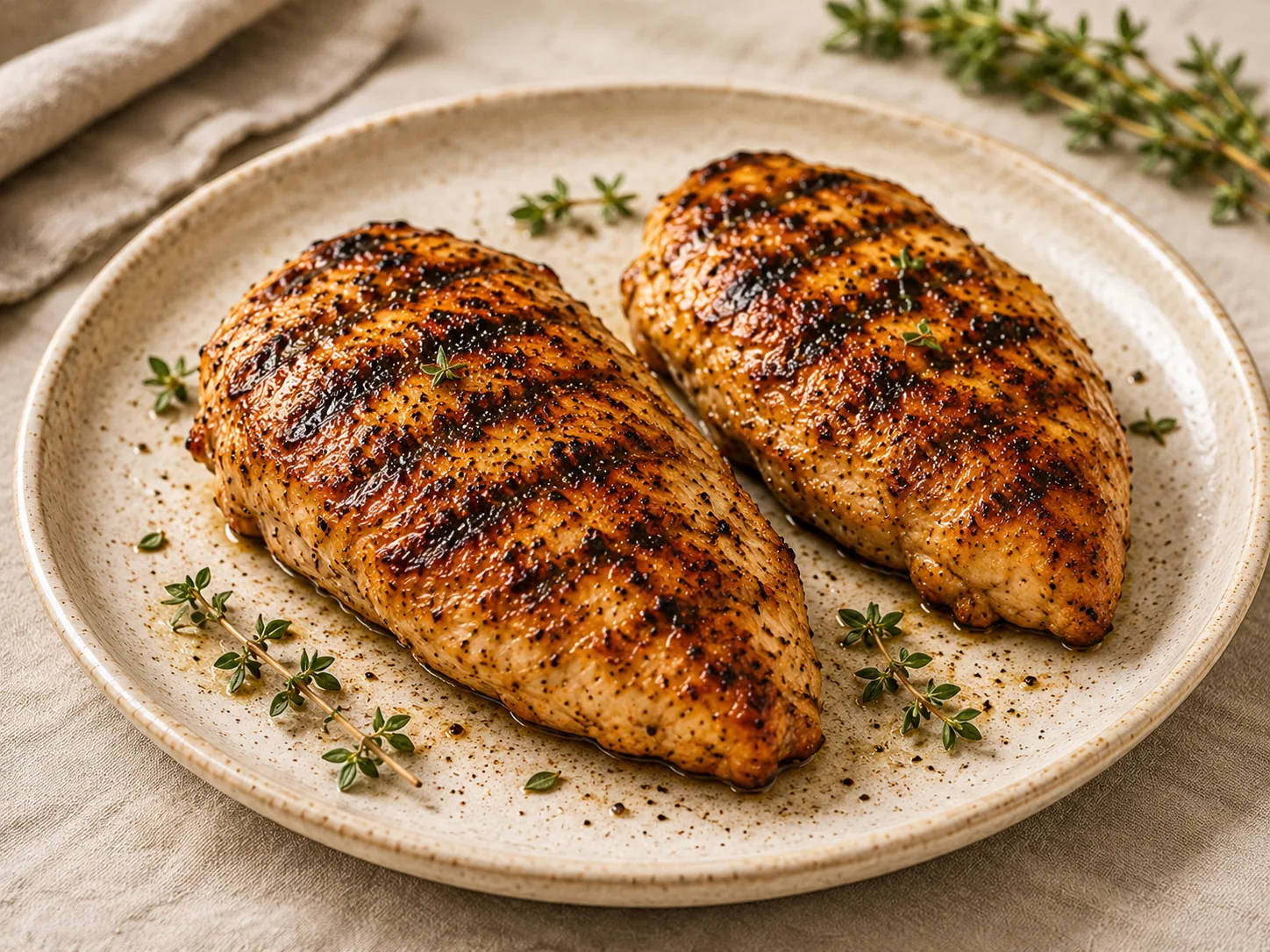 Blancs de poulet bien grillés