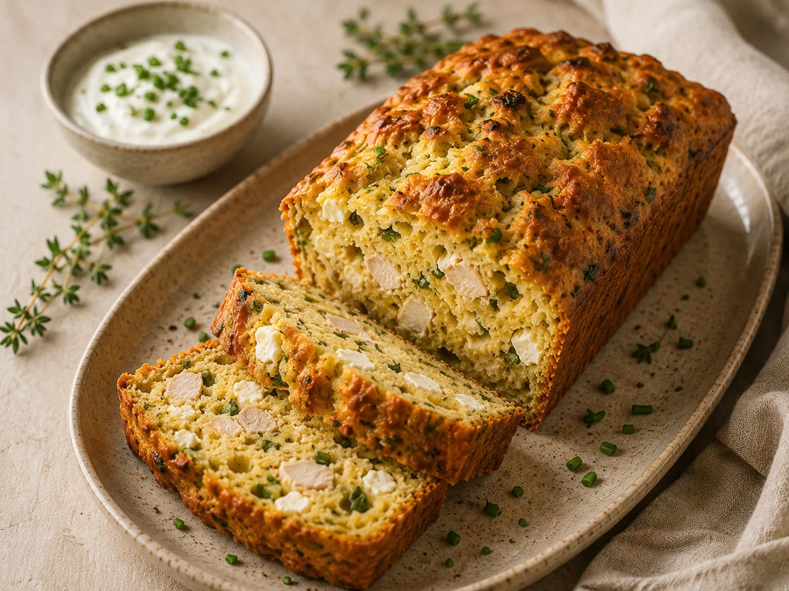 Cake poulet au curry et féta