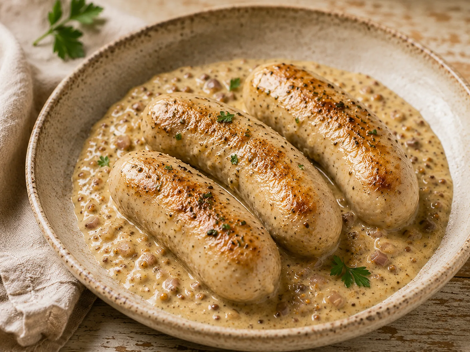 Boudin blanc à la moutarde