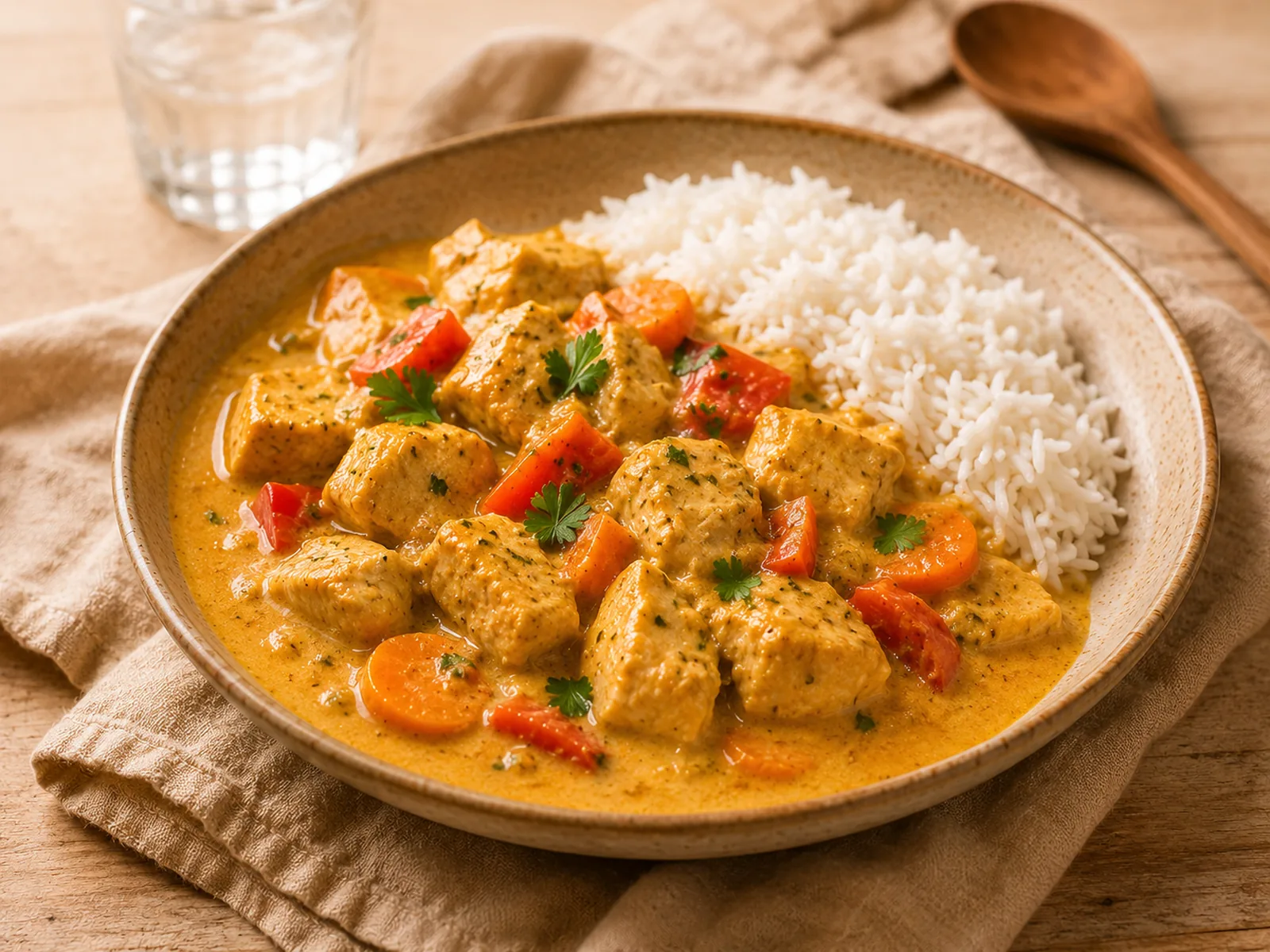 Curry doux de poulet-coco