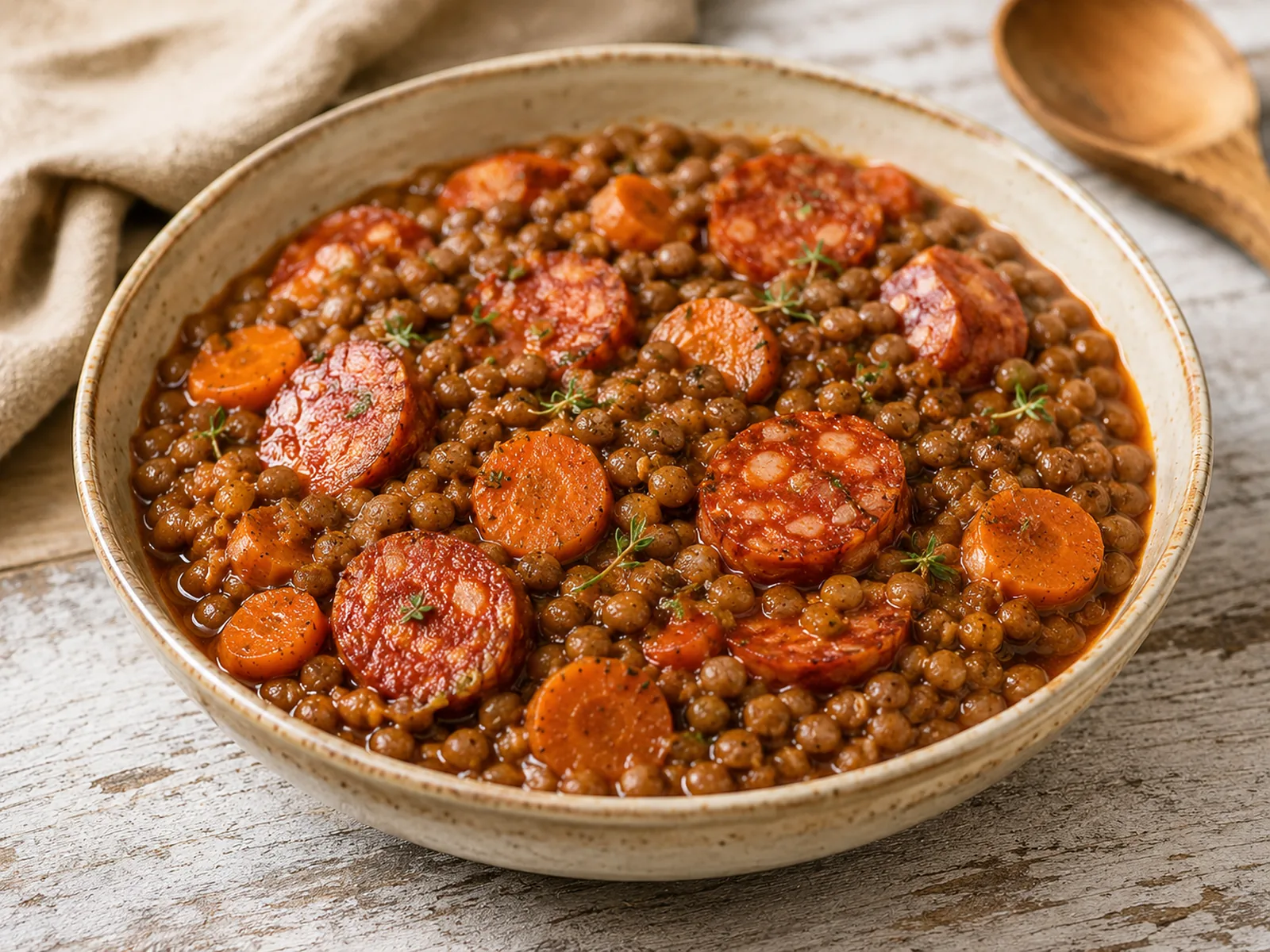 Lentilles aux épices et chorizo