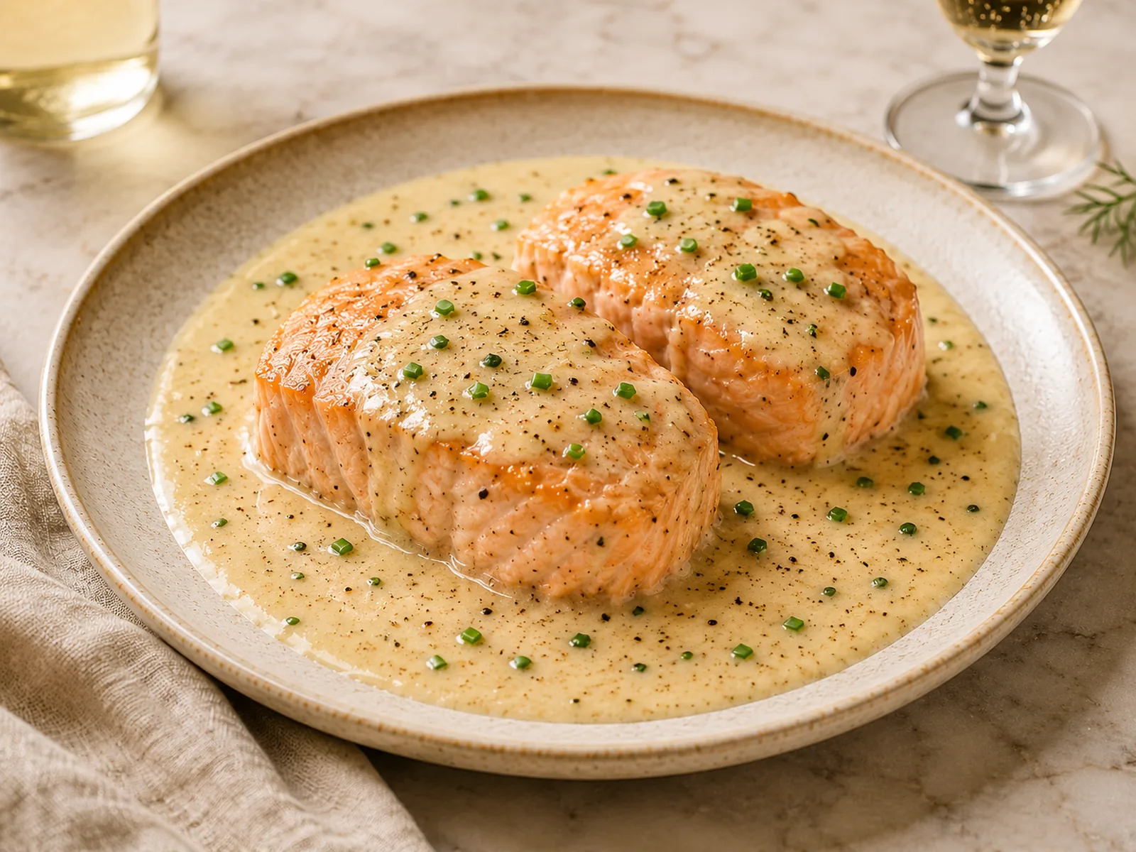 Saumon à la sauce champagne