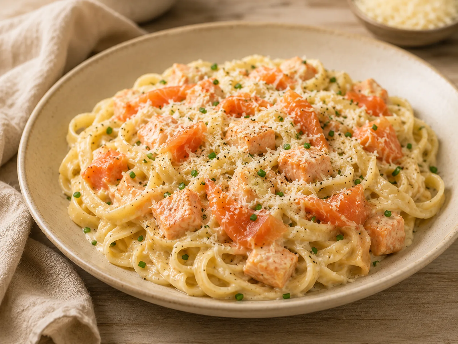 Tagliatelles au saumon frais et fumé