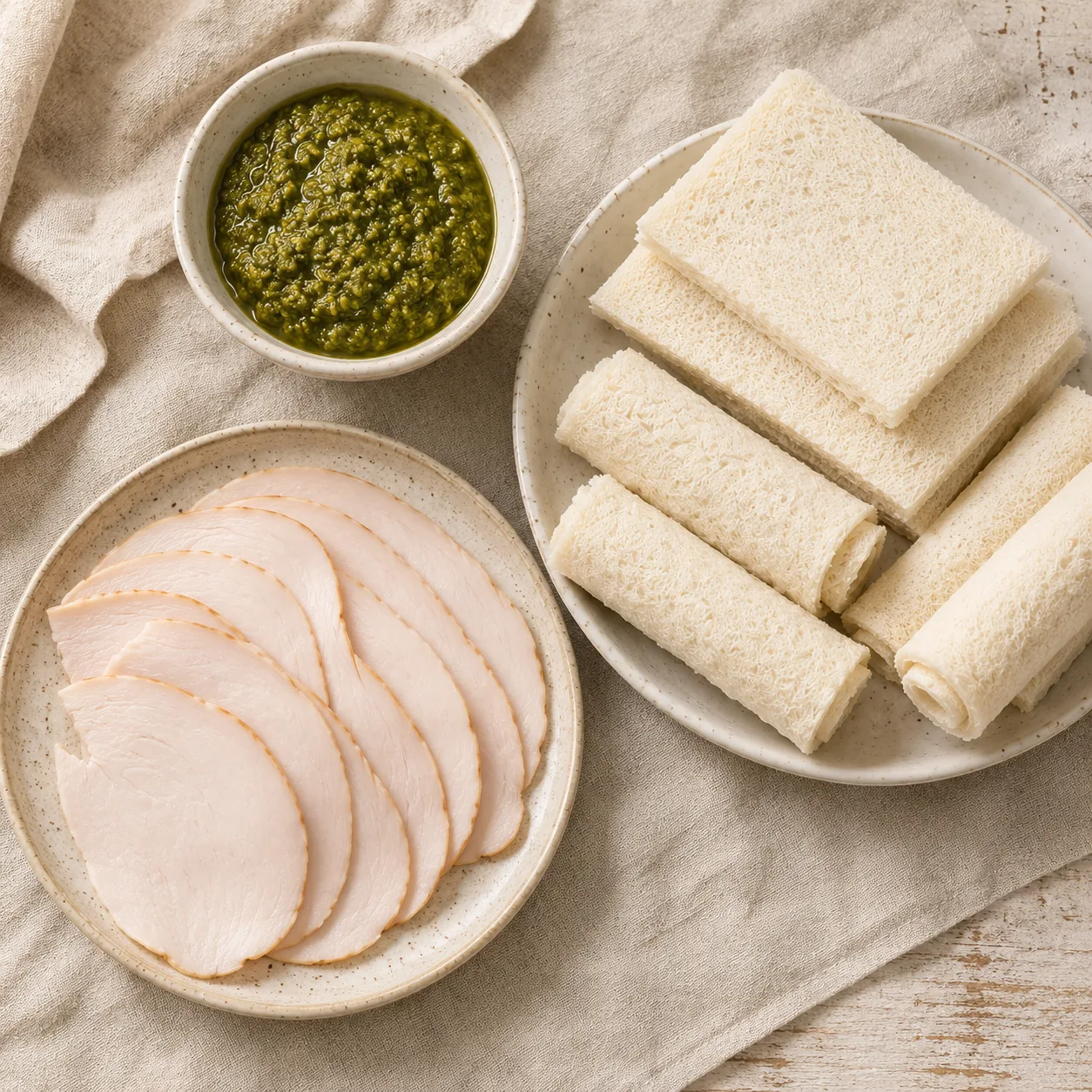 Ingrédients pour Petits Roulés Poulet-Pesto