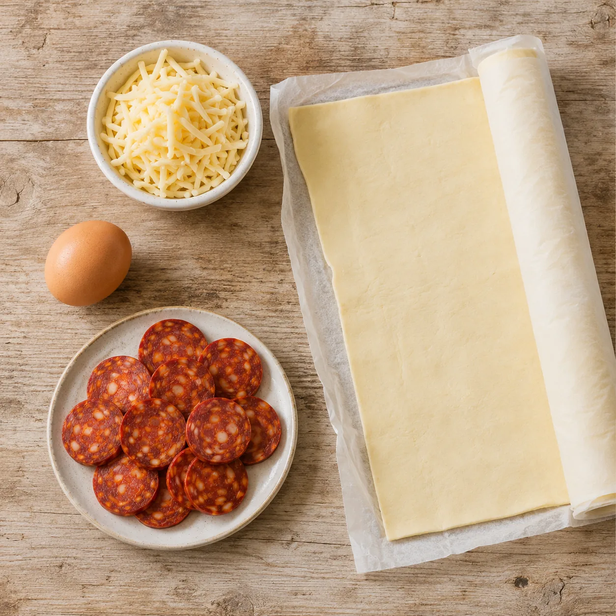 Ingrédients pour Roulés feuilletés au chorizo