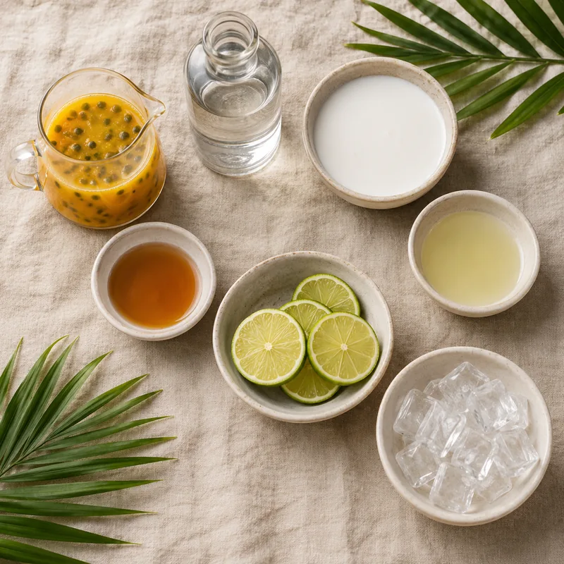 Ingrédients pour Punch passion, coco et citron vert