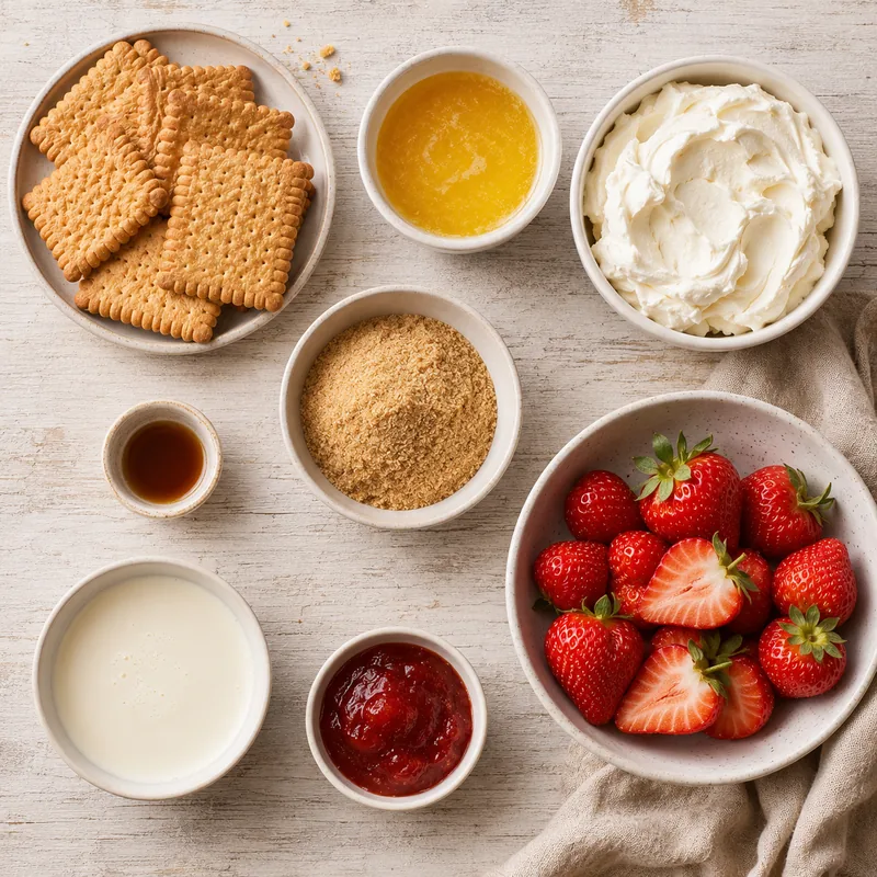 Ingrédients pour Cheesecake aux fraises sans cuisson