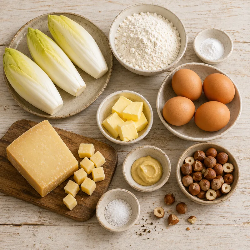 Ingrédients pour Cake endives, comté et noisettes