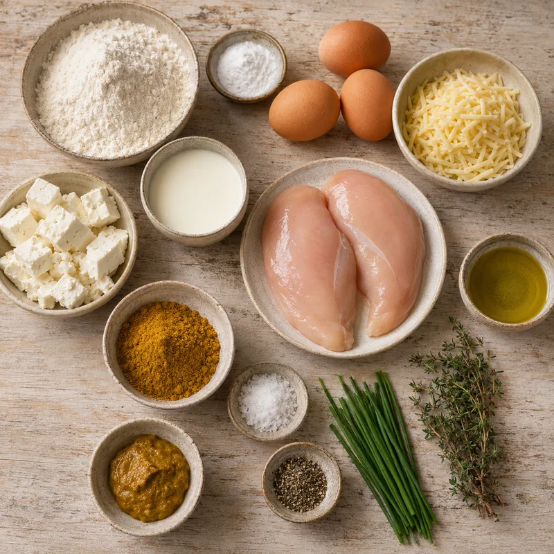 Ingrédients pour Cake poulet au curry et féta