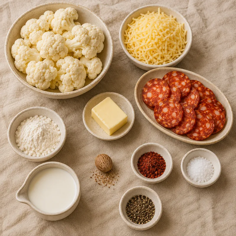 Ingrédients pour Gratin de chou-fleur, comté et chorizo