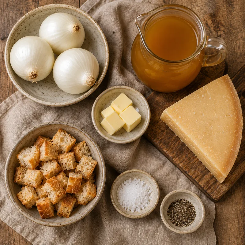 Ingrédients pour Soupe à l'oignon gratinée